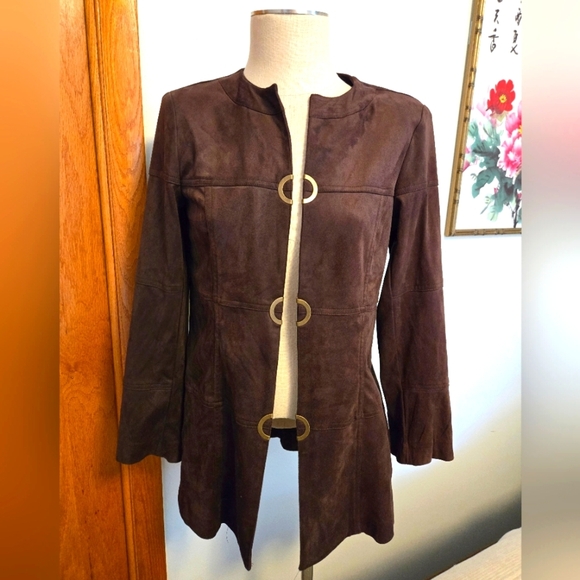 NWT BALI CORP. SUEDE-LIKE JACKET WITH NO CLOSURE. SIZE 4. - Picture 1 of 11